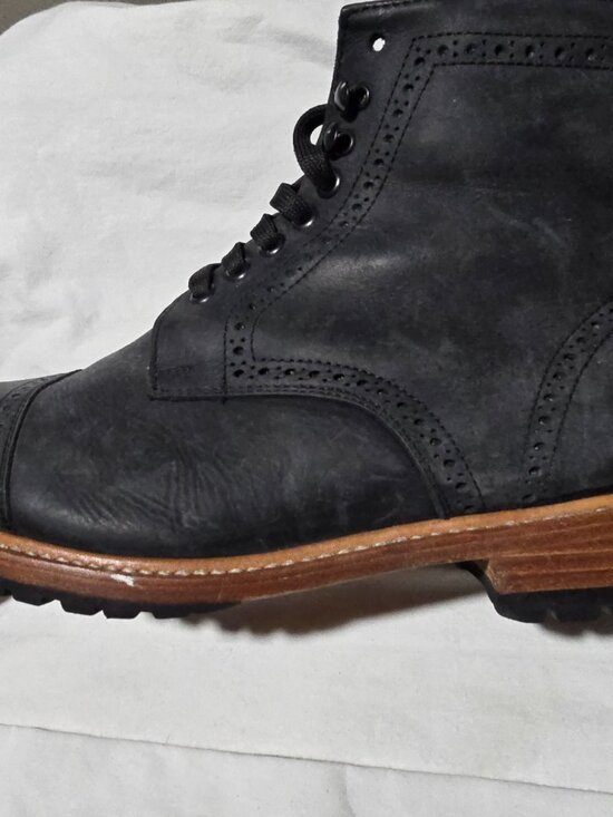 Wilcox 1501 Black Leather Brogue Cap Toe Goodyear Welt Boots Men\'s Size 11 main image 15